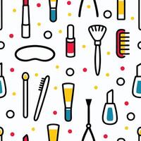 pattern with makeup other items white background vector