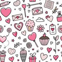 seamless pattern with hearts and ,other items white background vector