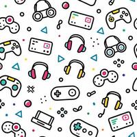 seamless pattern with game controllers, and other accessories vector