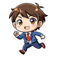 a cartoon boy in a suit and ,tie running white background vector