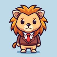 a cartoon lion in a suit and t,ie white background vector
