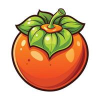 an orange fruit with leaves, on it white background vector