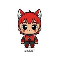 a cartoon character with red hair and a red jacket vector