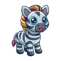 a cartoon zebra with blue eyes and a pink mane vector