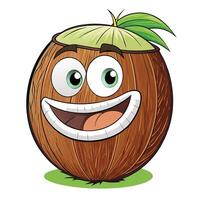 cartoon coconut with a happy face vector