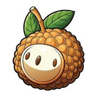 a cartoon apple with a green leaf on it vector