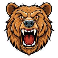a cartoon bear head with open mouth and fangs vector