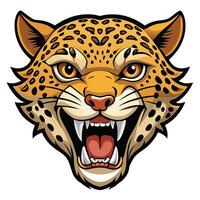 jaguar head with open mouth and teeth white background vector