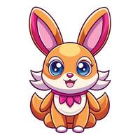 cute cartoon rabbit white background illustration vector