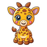 cute cartoon giraffe sitting on white background vector