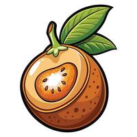 a cartoon fruit with a green leaf on it vector