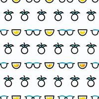 a pattern with glasses and oranges on it vector