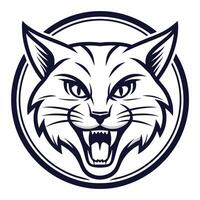 a cat head in a circle with an angry expression vector