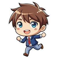 a cartoon boy in a suit and running vector