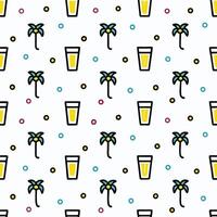 a seamless pattern with palm trees drinks vector