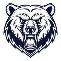 the head of a bear is shown in a black white design vector
