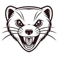 an angry ferret head on a white background vector