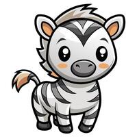 a cartoon zebra standing on a white background vector