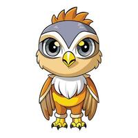 cartoon owl with big eyes and a yellow and white feather vector