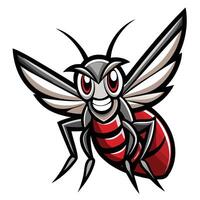 a cartoon red and black wasp with a big black head vector