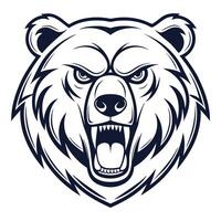 the bear head is shown in a black and white design vector