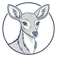 a deer head in a circle on white background white background vector