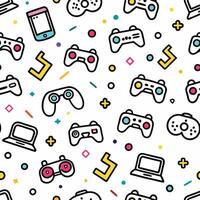 seamless pattern with game controllers other white background vector