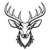 black and white deer head with horns vector
