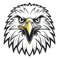 an eagle head with yellow beak and black feathers vector