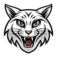a black and white image of a cat head vector