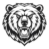 a black and white bear head logo , vector