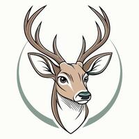 a deer head with horns on white background white background vector