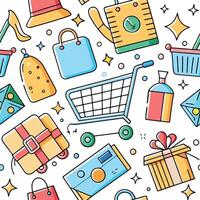 shopping seamless pattern with shopping vector