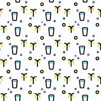 a pattern with a glass of milk and bananas vector