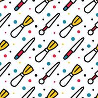 seamless pattern with paint brushes and polka dots vector