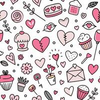 seamless pattern with hearts cupcakes white background white background vector