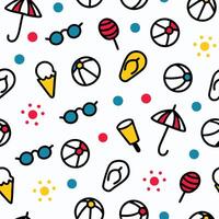 seamless pattern with beach items white background vector
