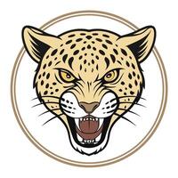 the head of a leopard is shown in a circle vector