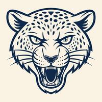 a jaguar head with its mouth open , white background vector