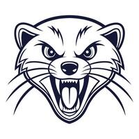 an angry ferret mascot head with its mouth open vector