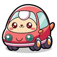 a cartoon car with a cute face and eyes vector