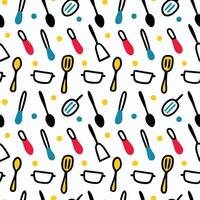 a pattern with kitchen utensils spoons vector