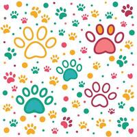 seamless pattern with dog paw, prints white background vector