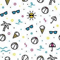 seamless pattern with beach sunglasses palm trees vector