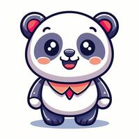 a cartoon panda bear with bow tie vector