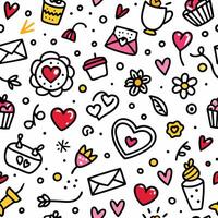 seamless pattern with hearts cupcakes , vector