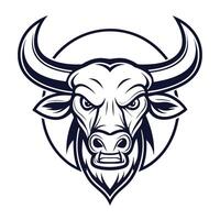an angry bull head with horns on white background white background vector