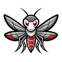 a cartoon insect with red eyes and black wings vector