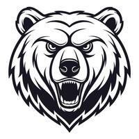 a bear head with angry expression white background vector