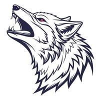 the head of wolf with its mouth open white background vector